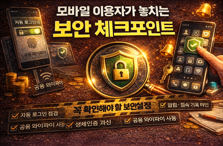 모바일 이용자가 자주 놓치는 보안 설정 체크포인트를 표현한 대표 이미지