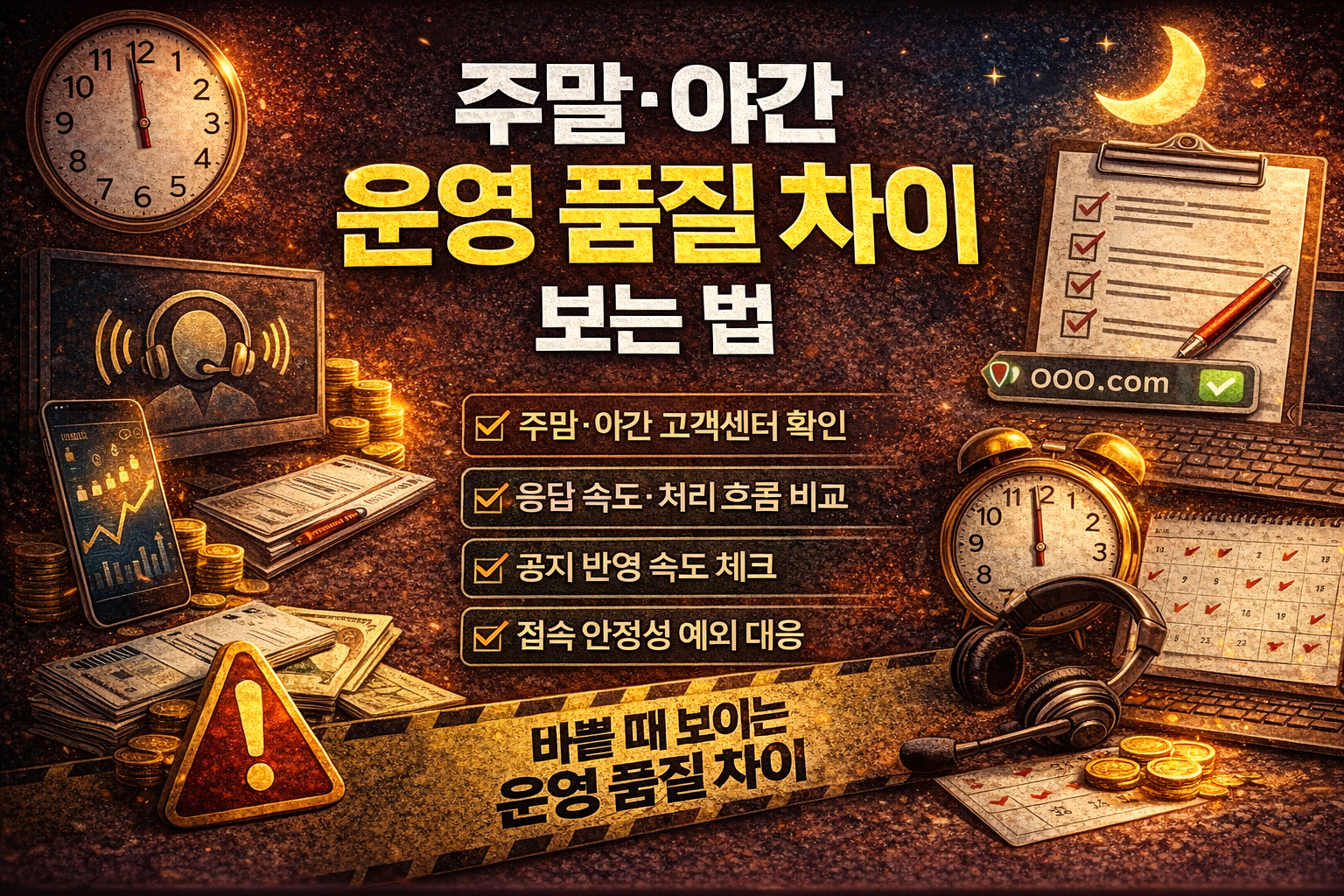 주말·야간 시간대 운영 품질 차이 보는 법을 표현한 대표 이미지